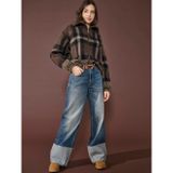 Only Onlbakerloo Hw Wıde Fold-Up Red Dnm Dot Kadın Mavi Jean - 15360793
