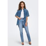 Only Onlbrenda % 100 Pamuk Regular Fit Yüksek Bel Geniş Paça Jeans Bayan Kot Pantolon 15345428 AÇIK MAVİ