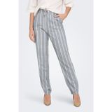 Only Onlcaro-Poptrash Keten Karışımlı Comfort Fit Normal Bel Düz Paça Bayan Pantolon 15278710 MAVİ-KREM