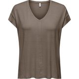 Only Onlcarrıe S/s Stıtch Glıtter Top Jrs Kadın Gri T-Shirt - 15369279