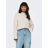 Only Onlchick Stitch Ls Highneck Knt Noos Kadın Kazak 15329963 Detail:pumice Stone/black - Açık Taş - Siyah - XL