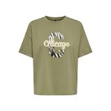 ONLY Onlcia S/S Foldup Prnt Top Kadın T-shirt, Yeşil, S Beden