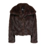 Only Onldawn Regular Fit Yumuşak Tüylü Bayan Mont 15348977 KOYU KAHVE