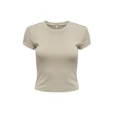 Only ONLELINA S/S O-NECK SHORT TOP JRS NOOS Kadın Bej Bluz - 15320229