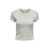 ONLY ONLELINA S/S O-NECK SHORT TOP JRS NOOS Kadın Gri Bluz - 15320229
