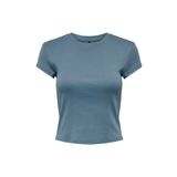 Only ONLELINA S/S O-NECK SHORT TOP JRS NOOS Kadın Mavi Bluz - 15320229