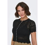Only Onlelke Pamuklu Cropped Fit İnci Süslemeli Bisiklet Yaka Bayan Triko 15363050 SİYAH
