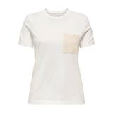 Only Onlenja S/S O-Neck Pocket Top Jrs Kadın Beyaz T-Shirt - 15369258