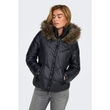 Only Onlfever Regular Fit Tüylü Kapüşonlu Şişme Mont Bayan Mont 15322003 - Siyah - XL