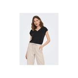 ONLY Onlfree Life S/S Mod V-Neck Top Kadın T-shirt, Siyah, S Beden