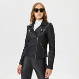 Only Onlgemma Kadın Deri Mont Siyah 15153079 Uzun Kol Günlük Stil Cepli Model - 44