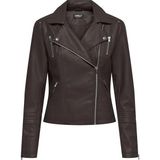 Only Onlgemma Kadın Suni Deri Fermuarlı Biker Ceket Chocolate Torte - 40