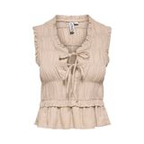 ONLY Onlgoa S/S Lınen Bl Frıll Top Cc Pnt Bej Kadın T-Shirt 15363693