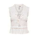 ONLY Onlgoa S/S Lınen Bl Frıll Top Cc Pnt Beyaz Kadın T-Shirt 15363693
