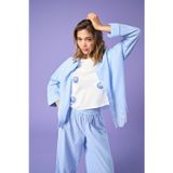 Only Onlgraces % 100 Pamuklu Relaxed Fit Uzun Kollu Bayan Gömlek 15343165 MAVİ-BEYAZ