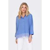Only Onlgraces % 100 Pamuklu Relaxed Fit Uzun Kollu Bayan Gömlek 15343165 MAVİ