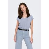 ONLY Onlhannah V-Yaka Kısa Kollu T-Shirt, M, 15326642, Mavi, Kadın