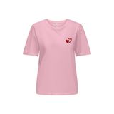 ONLY Onlhappy S/S Emb Top Jrs Kadın T-shirt, Pembe, L Beden