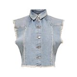 ONLY Onlhollywood Crystal Denim Yelek, Kadın, Mavi, S Beden