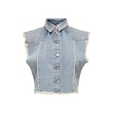 Only Onlhollywood Crystal Dnm Vest Red Cro Kadın Light Blue Denim Yelek - 15341021