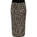 Only Onlib Slim Fit Midi Boy Leoparlı Etek Bayan Etek 15350672 - Siyah - Bej - XS