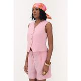 Only Onlita % 100 Pamuk Regular Fit V Yaka Bayan Yelek 15370277 PEMBE