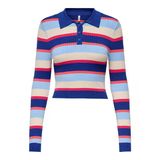 Only Onlkarol Ls Crop Rıb Button Polo Cc Knt Kadın Mavi Kazak - O15340979