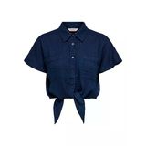 Only Onlleonı Seersucker Cap Knot Shırt Wvn Kadın Blue Gömlek - 15367290