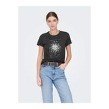 ONLY Onllucy Kadın T-shirt, Kısa Kollu, Lunar Power Baskılı, Siyah, S Beden