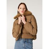 Only OnlMaggi Kadın Kürk Detaylı Şişme Mont Haki (15322000) - Walnut
