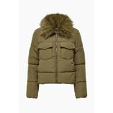 Only Onlmaggi Regular Fit Tüy Detaylı Klasik Yaka Bayan Mont 15322000 KOYU KAHVE