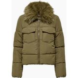 Only Onlmaggi Regular Fit Tüy Detaylı Klasik Yaka Mont Bayan Mont 15322000 - Koyu Kahverengi