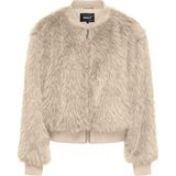 Only OnlManny Kadın Bomber Ceket Pumice Stone Desenli Yumuşak Suni Kürk Özellikli 15322405 - Bej - XL