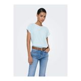 ONLY Onlmolly S/S O-Neck Dobby Top Kadın T-shirt, Açık Mavi, XL Beden