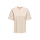 ONLY Onlmoody Life S/S Word Top Box Jrs Bej T-Shirt, L, 15343277, krem, Kadın