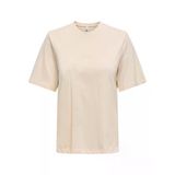 Only Onlmoody Lıfe S/S Word Top Box Jrs Kadın Bej T-Shirt - 15343277