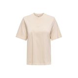 ONLY Onlmoody Life/Word Top Box Jrs Bej T-Shirt, S, 15343277, krem, Kadın
