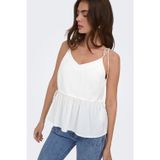 Only Onlnele Regular Fit V Yaka Bağlama Detaylı İnce Askılı Bayan Bluz 15370325 EKRU