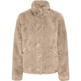 Only Onlnewvıda Bej Renkli Kadın Faux Fur Ceket Uzun Kollu Dik Yaka Günlük Stil - XS