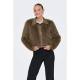 Only Onlnoeme Regular Fit Klasik Yaka Yumuşak Tüylü Düğmeli Bayan Mont 15356776 KAHVE