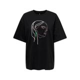 ONLY Onlola S/S Girl Top Box Jrs Kadın T-shirt, Baskılı Tasarım, Siyah, XS