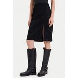 Only Onloline Regular Fit Suni Deri Yırtmaçlı Etek Bayan Etek 15357433 - Siyah