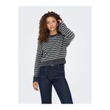 ONLY Onlpiumo L/S Pullover Kadın Kazak, Çizgili, Gri, L Beden