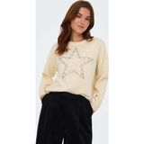 Only Onlrenata Yün Karışım Regular Fit Yıldız Desenli Bayan Kazak 15353062 KREM