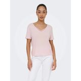 Only Onlrilla S/s V-Neck Lace Top Jrs Kadın T-Shirt Pembe (15369760) - XL