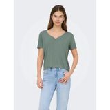 Only Onlrilla S/s V-Neck Lace Top Jrs Kadın T-Shirt Yeşil (15369760)