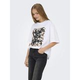 Only Onlriri S/s Aop Print Top Box Jrs Kadın T-Shirt Beyaz (15358200) - Bright White - M