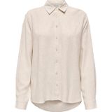 Only Onlsiesta Keten Karışımlı Oversize Fit Önü Kısa Arkası Uzun Bayan Gömlek 15347208 AÇIK BEJ