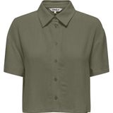 Only Onlsiesta Kısa Kollu Regular Fit Keten Gömlek Bayan Gömlek 15322267 - Açık Haki