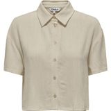 Only Onlsiesta Kısa Kollu Regular Fit Keten Gömlek Bayan Gömlek 15322267 - Bej
